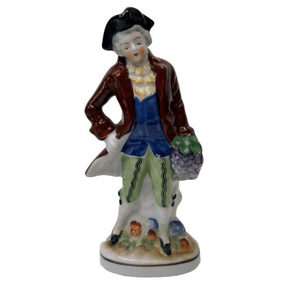 Occupied Japan Figurine 18th Century Man w/Grapes Hand Painted 1945-1952 Vintage - Picture 1 of 11